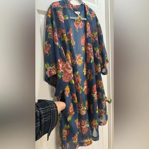 Matilda Jane Kimono Topper Blue Floral Sheer Watch The Sunrise Boho Size M/L - Picture 2 of 8